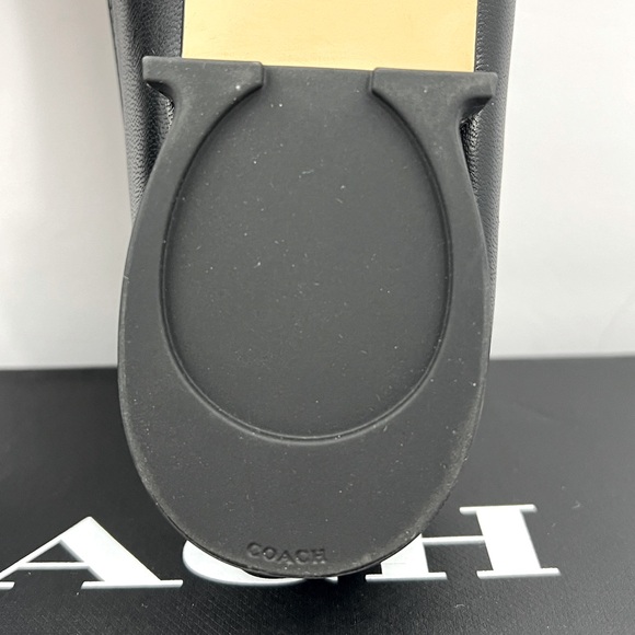 COACH BLACK ALL LEATHER IRENE MULE LOAFER EITH GOLD LOGO & HARDWARE, SIZE 7-B - Picture 8 of 16